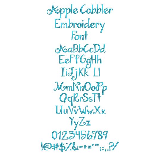 Apple Cobbler Embroidery Font Machine Embroidery Designs by JuJu