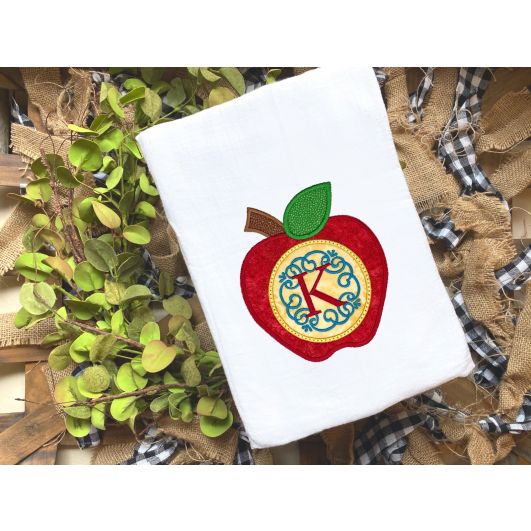 Apple Monogram Applique | Machine Embroidery Designs by JuJu