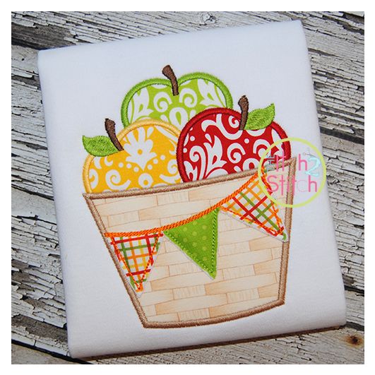 Apple Barrel Pennant Applique | Machine Embroidery Designs by JuJu