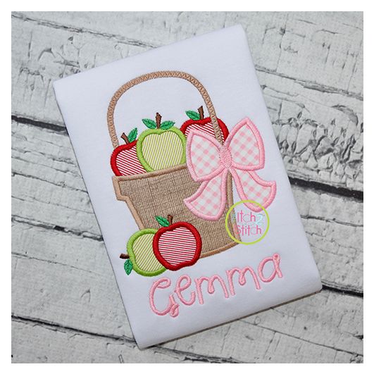 Apple Basket Applique | Machine Embroidery Designs by JuJu