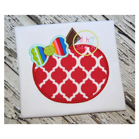Apple Bow Applique | Machine Embroidery Designs by JuJu