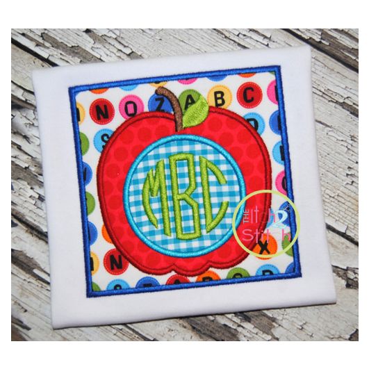 Apple Box Monogram Applique | Machine Embroidery Designs by JuJu