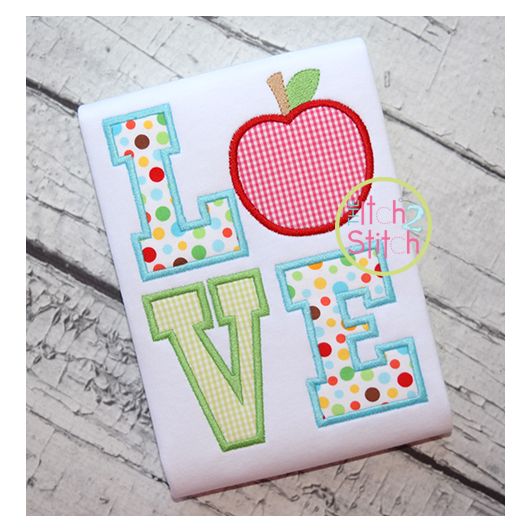 Apple LOVE Applique | Machine Embroidery Designs by JuJu