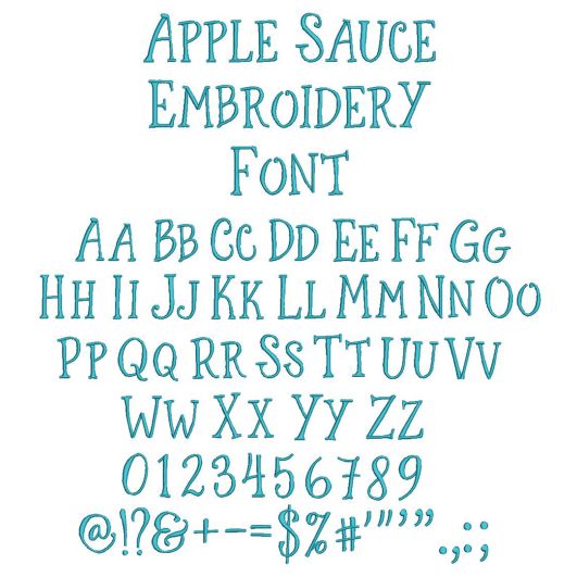 Applesauce Embroidery Font | Machine Embroidery Designs by JuJu