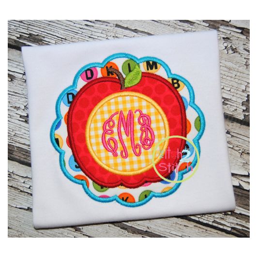 Apple Scallop Monogram Applique | Machine Embroidery Designs by JuJu