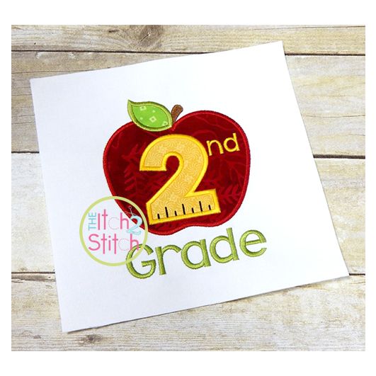 Apple School 2nd Grade Number Applique | Machine Embroidery Designs by JuJu