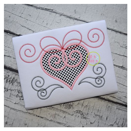 Heart Swirly Bow Applique | Machine Embroidery Designs by JuJu