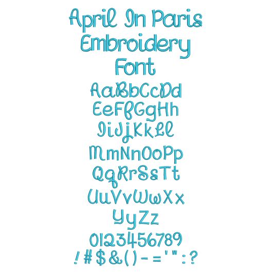 April In Paris Embroidery Font | Machine Embroidery Designs by JuJu