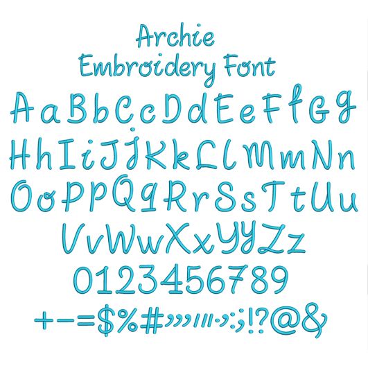 Archie Embroidery Font | Machine Embroidery Designs by JuJu