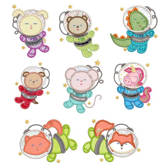 Astro Animals Applique Machine Embroidery Designs By JuJu