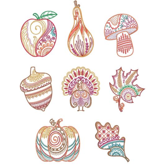 Autumn Mehndi Machine Embroidery Designs by JuJu