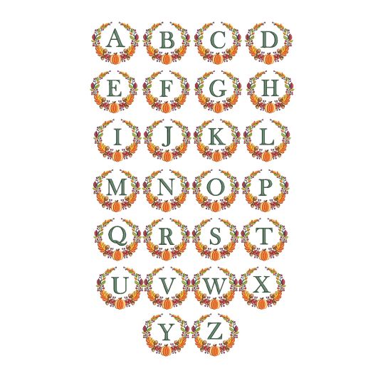 Autumn Wreath Monogram Machine Embroidery Designs By JuJu