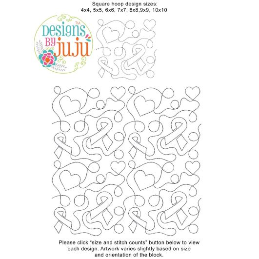 Awareness Ribbons End-to-End Quilting | Machine Embroidery Designs by JuJu