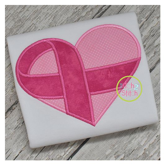 Awareness Ribbon Heart 2 Fabric Applique | Machine Embroidery Designs by JuJu