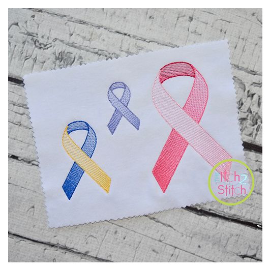 Awareness Ribbon Sketch Embroidery | Machine Embroidery Designs by JuJu
