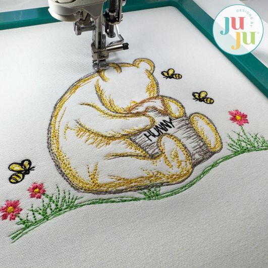 Watercolor Winnie-the-Pooh Honey  Embroidery Design | Machine Embroidery Designs by JuJu