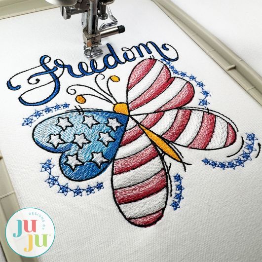 Free Freedom Butterfly Embroidery Design | Machine Embroidery Designs by JuJu
