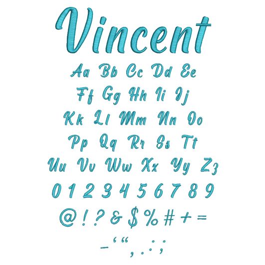 Vincent Embroidery Font | Machine Embroidery Designs by JuJu
