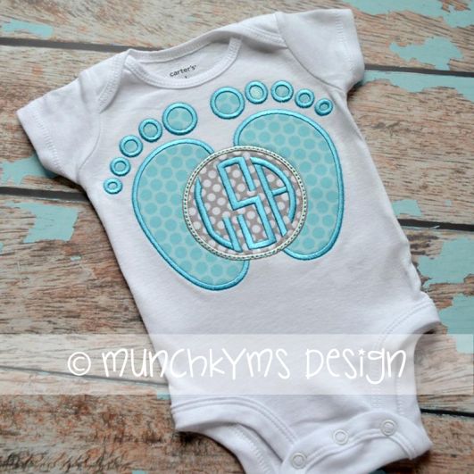 Baby Feet Monogram Frame | Machine Embroidery Designs by JuJu