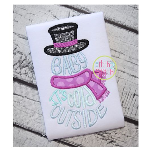Baby It's Cold Outside Snowman Applique | Machine Embroidery Designs by JuJu