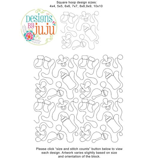 Baby Nursery 1 End-to-End Quilting | Machine Embroidery Designs by JuJu