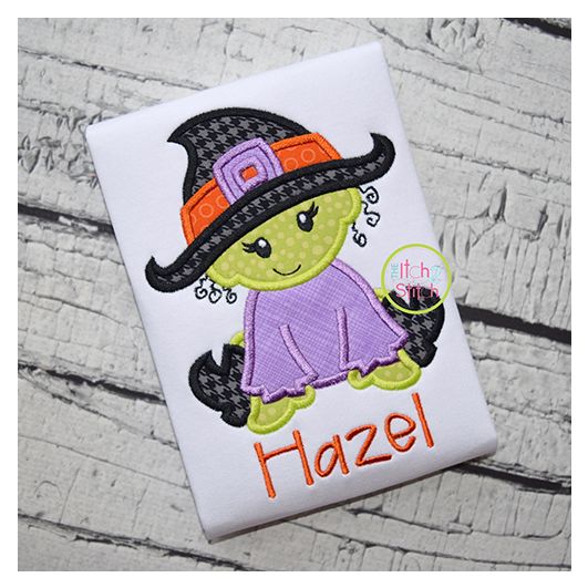 Baby Witch Applique | Machine Embroidery Designs by JuJu