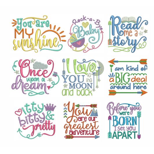 Baby Word Art Set 3 Machine Embroidery Designs by JuJu