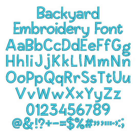 Backyard Embroidery Font | Machine Embroidery Designs by JuJu