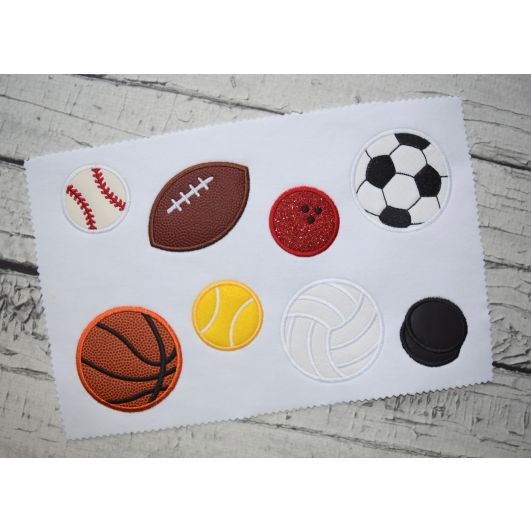 Sports Ball Applique Set | Machine Embroidery Designs by JuJu