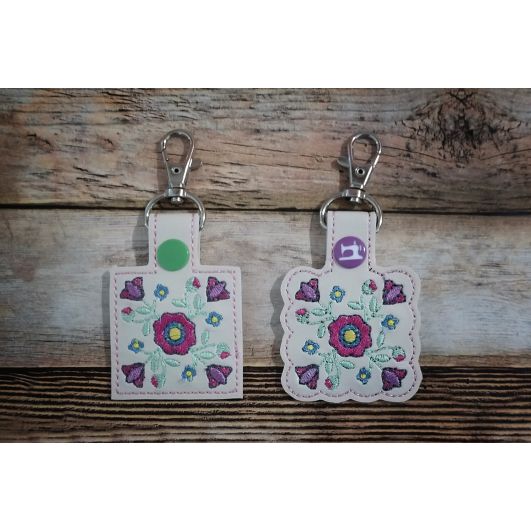 ITH Snap Tab Key Fob Baltimore Quilt Block | Machine Embroidery Designs by JuJu