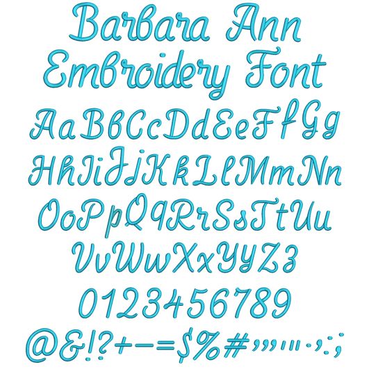 Barbara Ann Embroidery Font | Machine Embroidery Designs by JuJu
