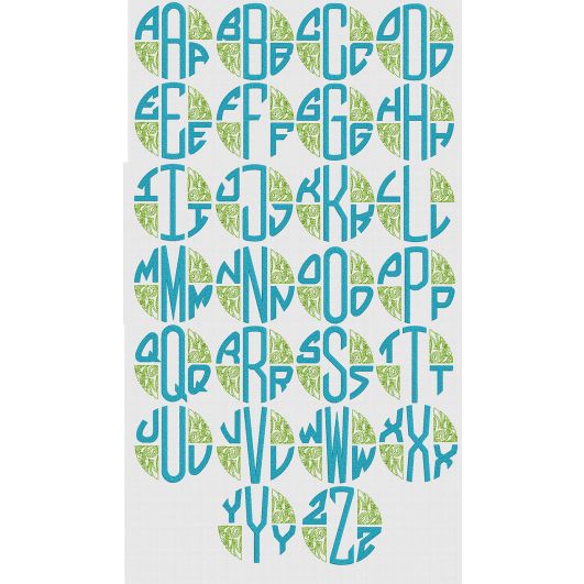 Three Letter Deco Filled Circular Monogram Machine Embroidery Designs by JuJu
