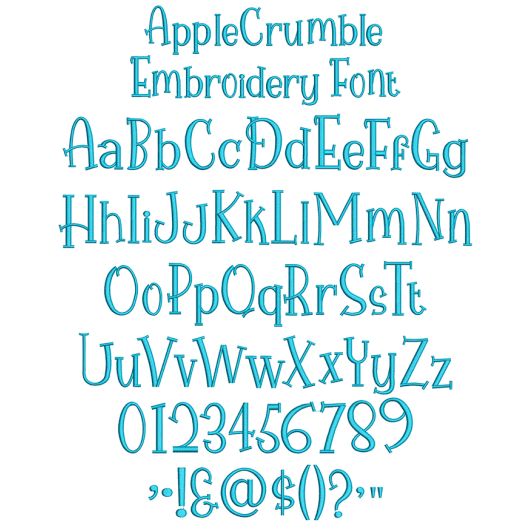 Apple Crumble Embroidery Font | Machine Embroidery Designs by JuJu