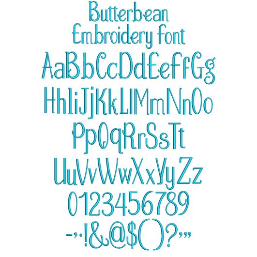 Butterbean Embroidery Font | Machine Embroidery Designs by JuJu