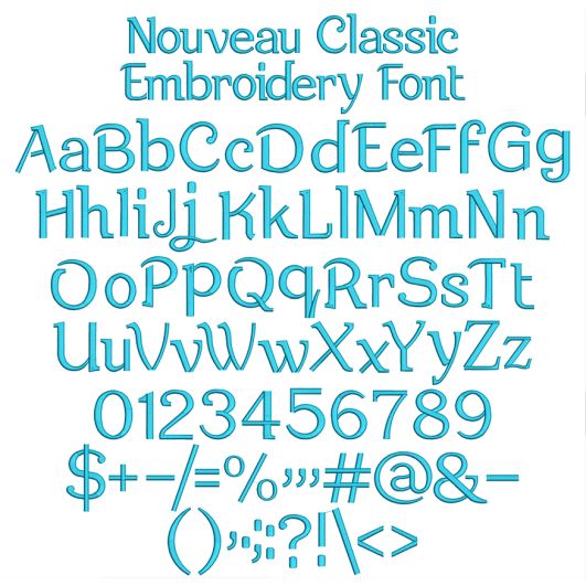 Nouveau Classic Embroidery Font | Machine Embroidery Designs by JuJu