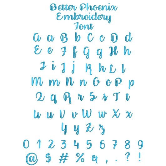 Better Phoenix Embroidery Font | Machine Embroidery Designs by JuJu