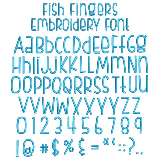 Fish Fingers Embroidery Font | Machine Embroidery Designs by JuJu