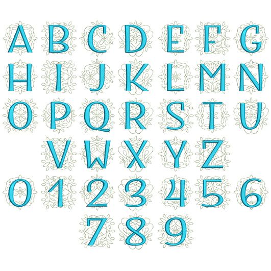 Ornamental Sans Serif Triple Stitch Monogram Machine Embroidery designs by JuJu