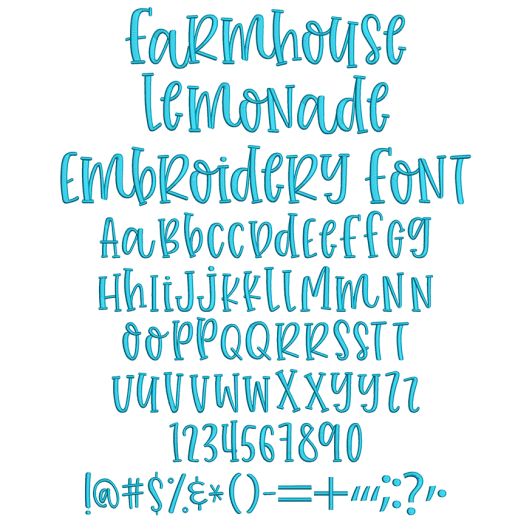 Farmhouse Lemonade Embroidery Font | Machine Embroidery Designs by JuJu