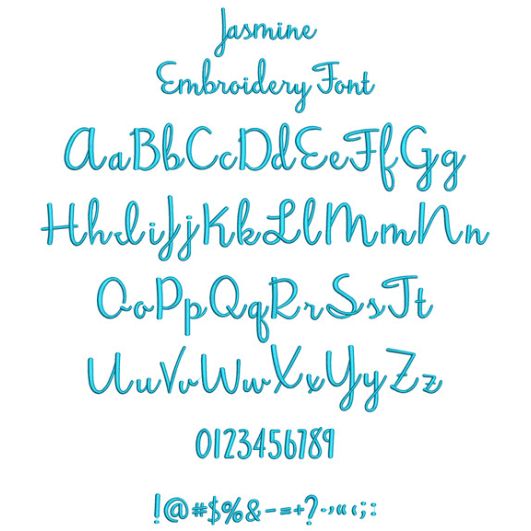 Jasmine Embroidery Font | Machine Embroidery Designs by JuJu