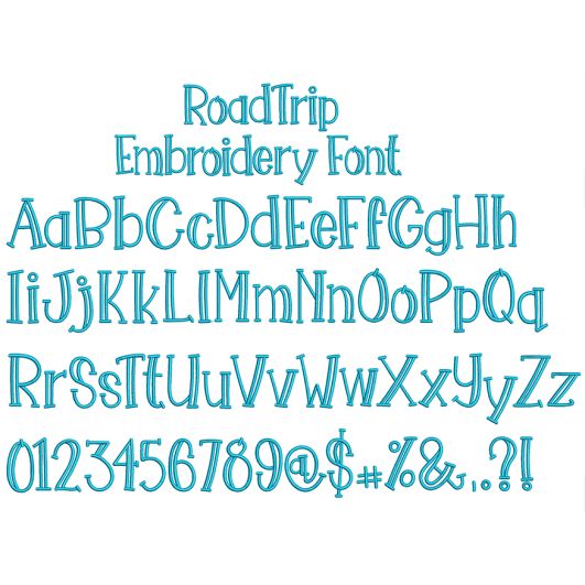 Road Trip Embroidery Font | Machine Embroidery Designs by JuJu