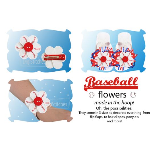 Baseball Flowers In The Hoop