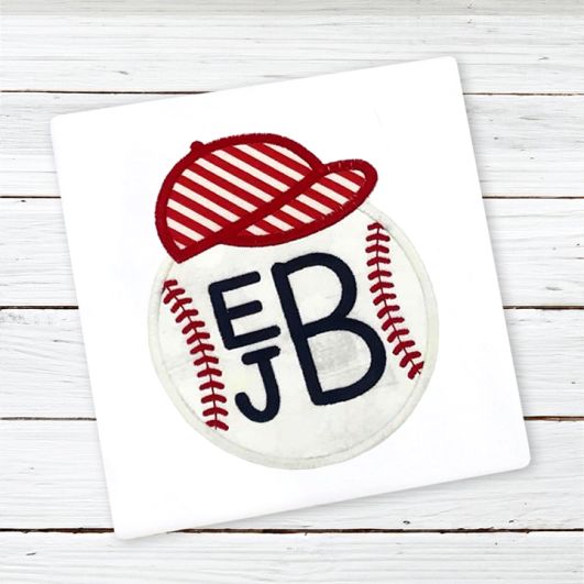 Baseball Hat Mono Circle | Machine Embroidery Designs by JuJu