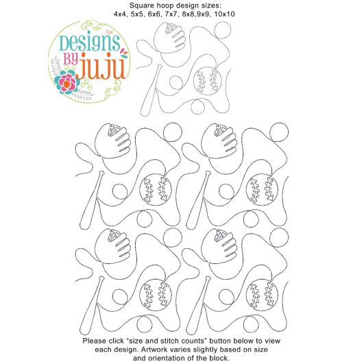 Baseball End-to-End Quilting | Machine Embroidery Designs by JuJu