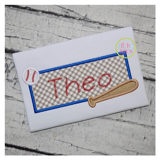 Baseball Bat Frame Applique | Machine Embroidery Designs by JuJu