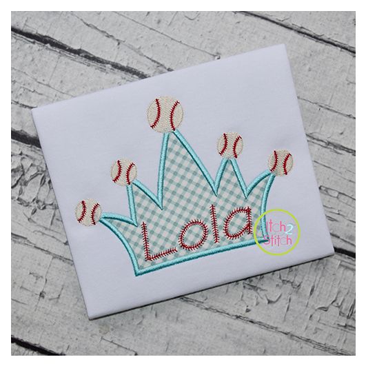 Baseball Crown Applique | Machine Embroidery Designs by JuJu