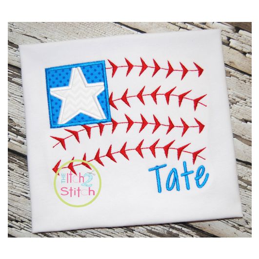 Baseball Flag Applique | Machine Embroidery Designs by JuJu