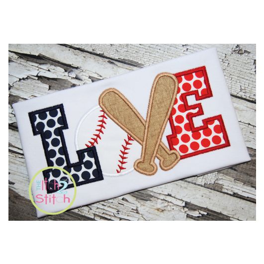 Itch 2 Stitch Baseball Love Applique Digital Embroidery Machine Designs by JuJu
