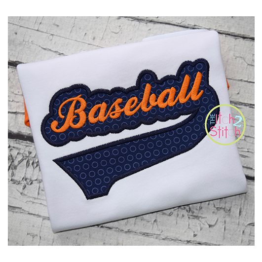 Baseball Tail Applique | Machine Embroidery Designs by JuJu