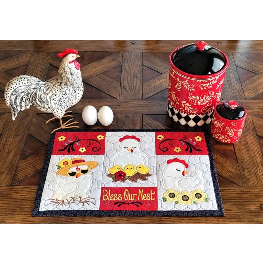 ITH Chicken Placemat | Machine Embroidery Designs by JuJu